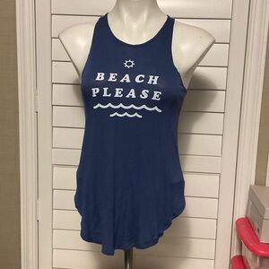 Navy Sleeveless Beach Please Tank Top